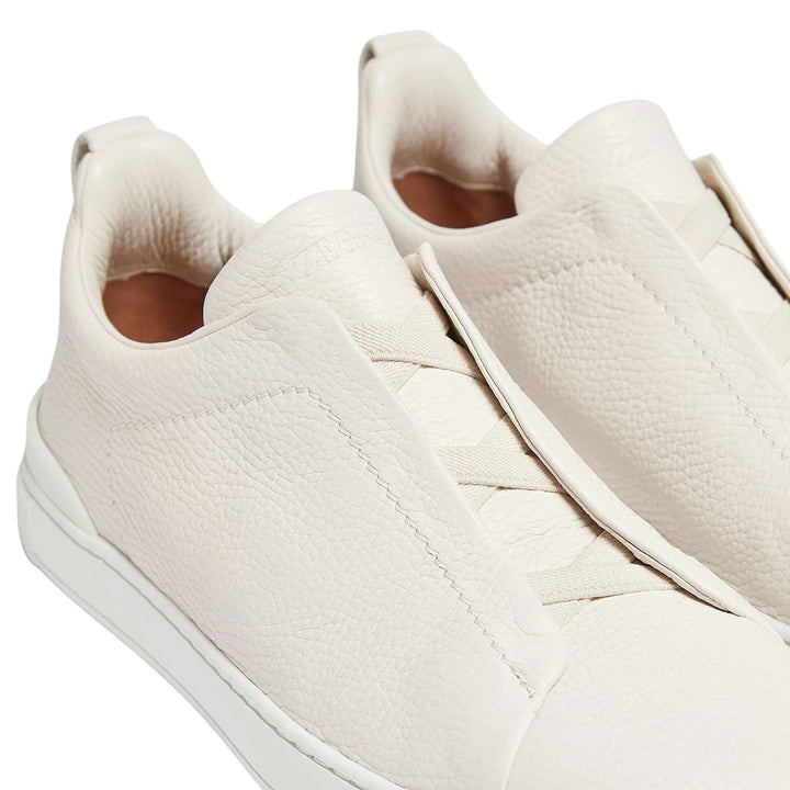 Triple Stitch Low Top Sneaker - White Deerskin
