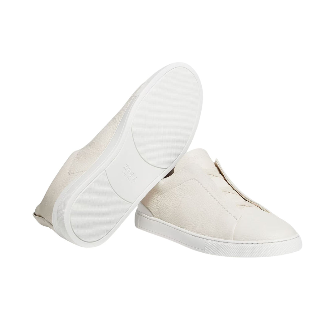 Triple Stitch Low Top Sneaker - White Deerskin