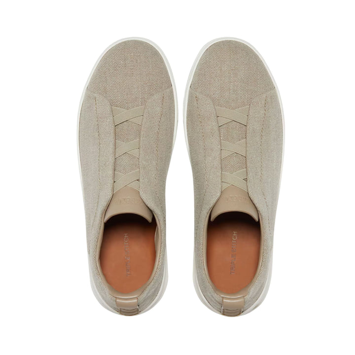 Triple Sitich Low Top Sneaker - Light Beige Cotton Linen