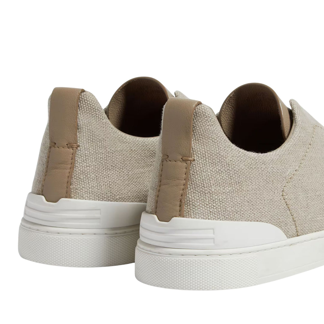 Triple Sitich Low Top Sneaker - Light Beige Cotton Linen
