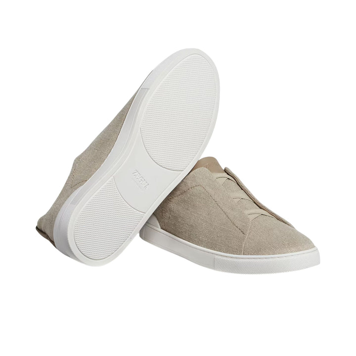 Triple Sitich Low Top Sneaker - Light Beige Cotton Linen