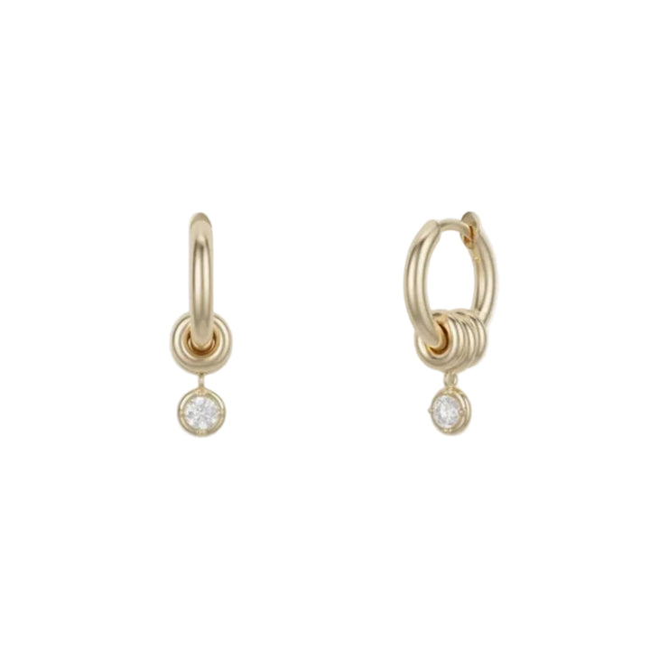 Zahra Hoops YG White Diamond 2 Annulets - .22tcw