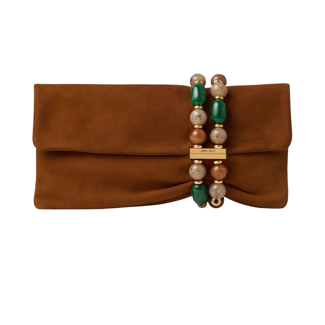Zandra Clutch in Tan Suede