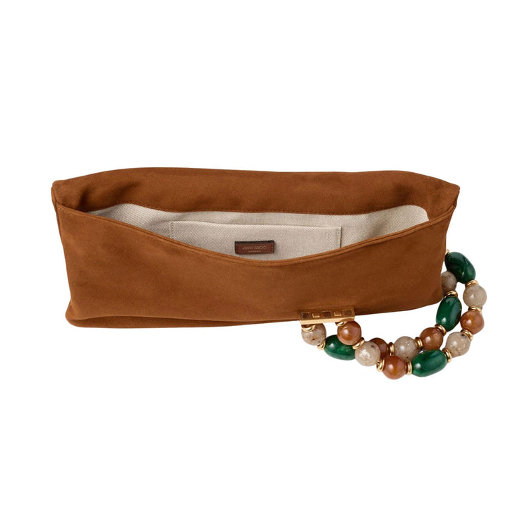 Zandra Clutch in Tan Suede
