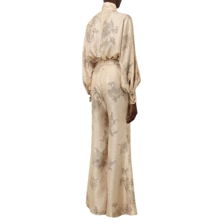 Eden Tie Neck Blouse - Tea Sketch