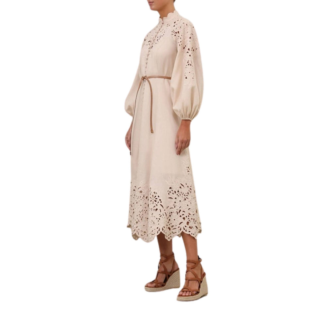 WYLIE EMBROIDERED BILLOW DRESS - Cream - 1
