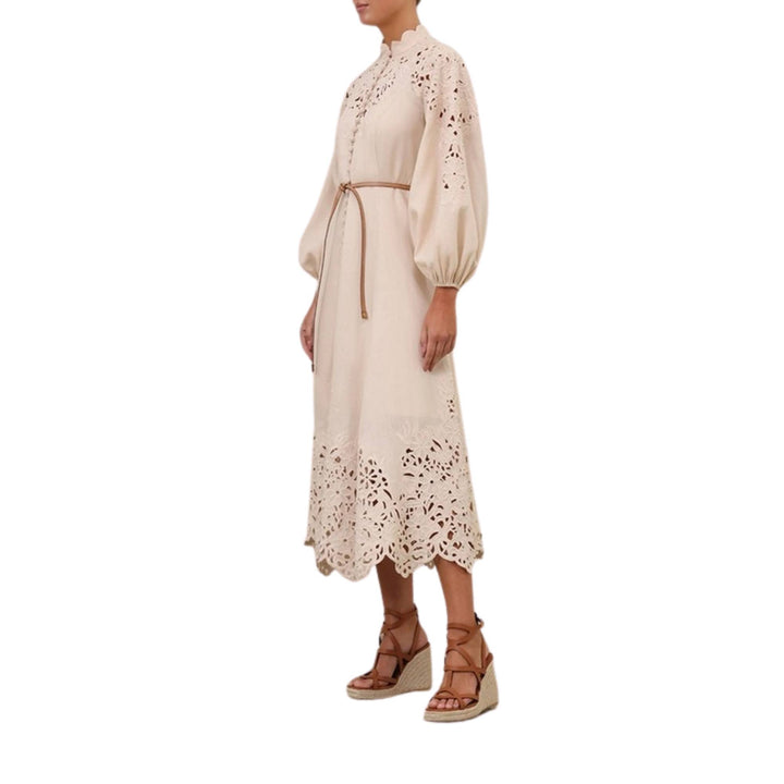 WYLIE EMBROIDERED BILLOW DRESS - Cream - 1