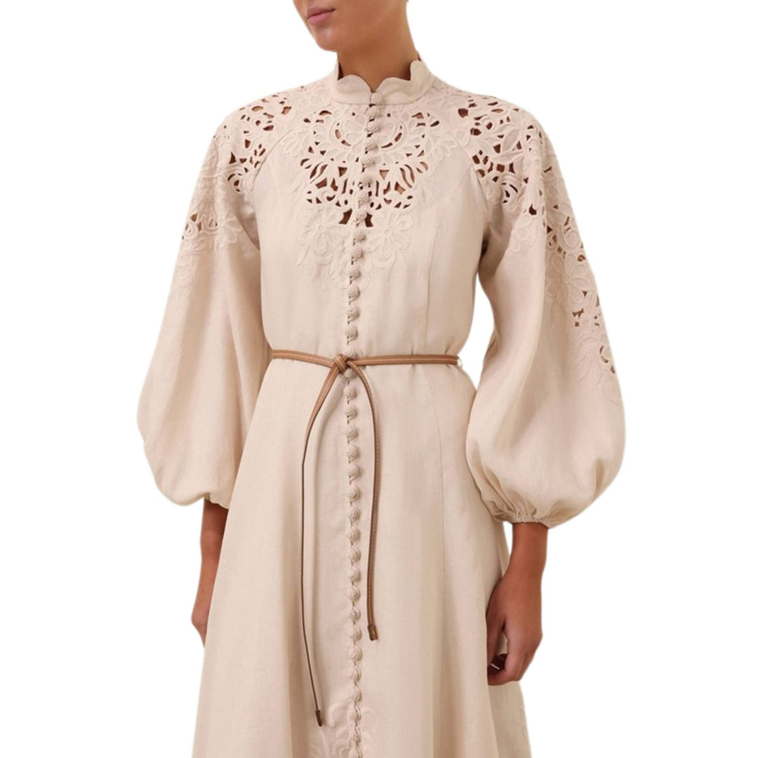 WYLIE EMBROIDERED BILLOW DRESS - Cream - 1