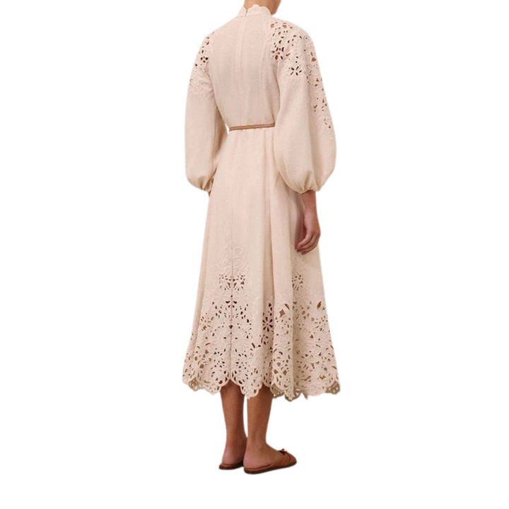 WYLIE EMBROIDERED BILLOW DRESS - Cream - 1