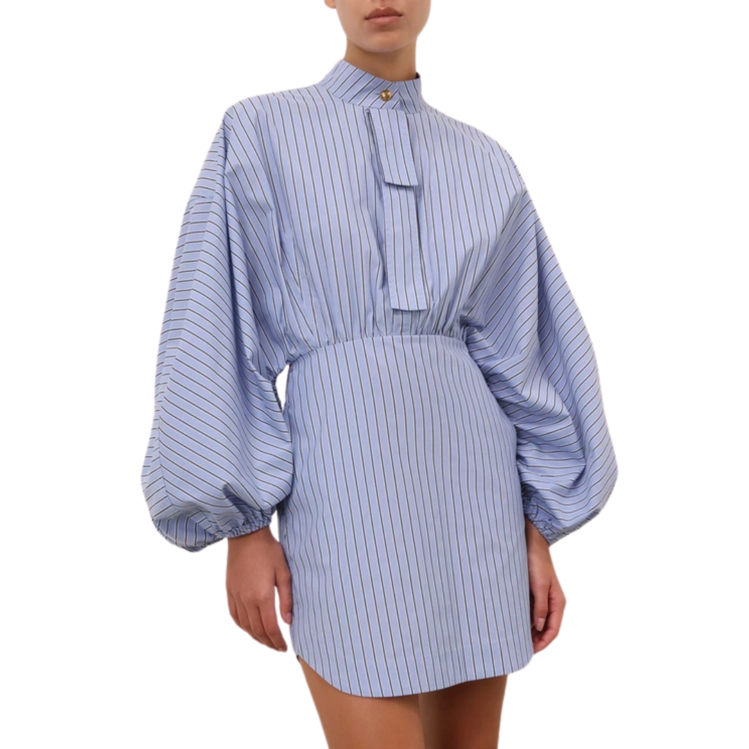 Drawstring Stripe Mini Dress
