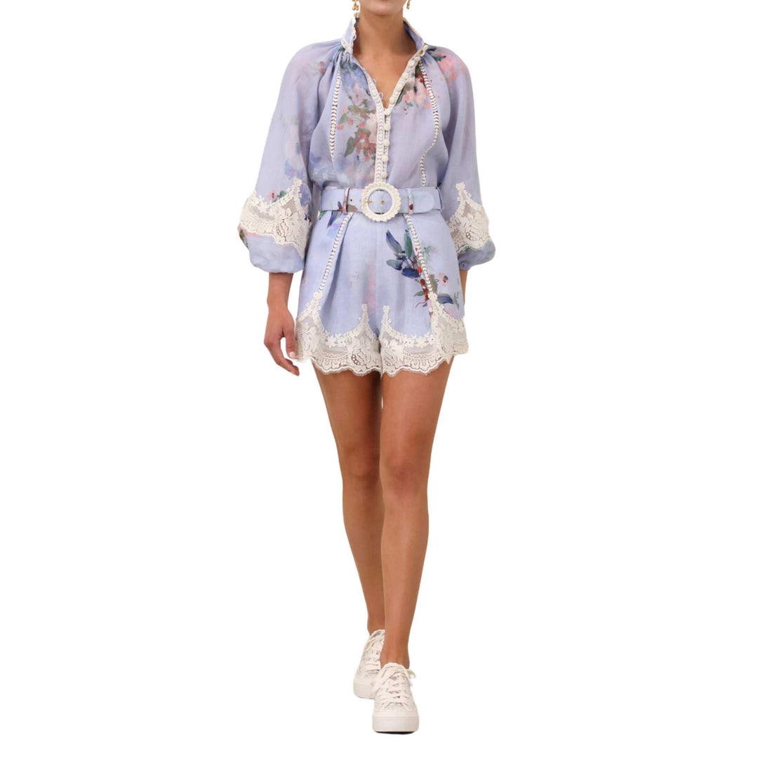 EVERLEY LACE TRIM BLOUSE in WATERCOLOUR