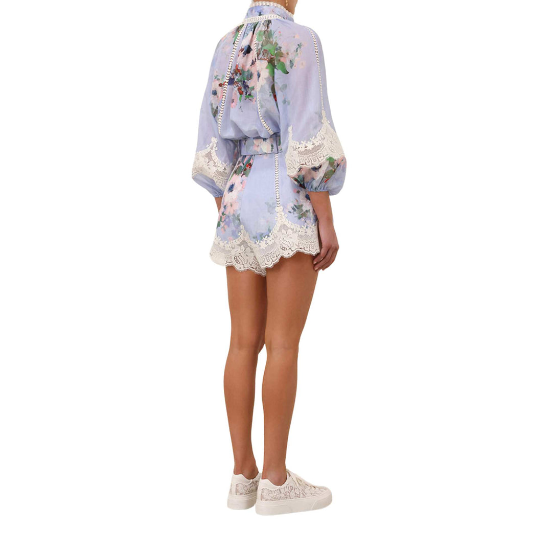 EVERLEY LACE TRIM BLOUSE in WATERCOLOUR