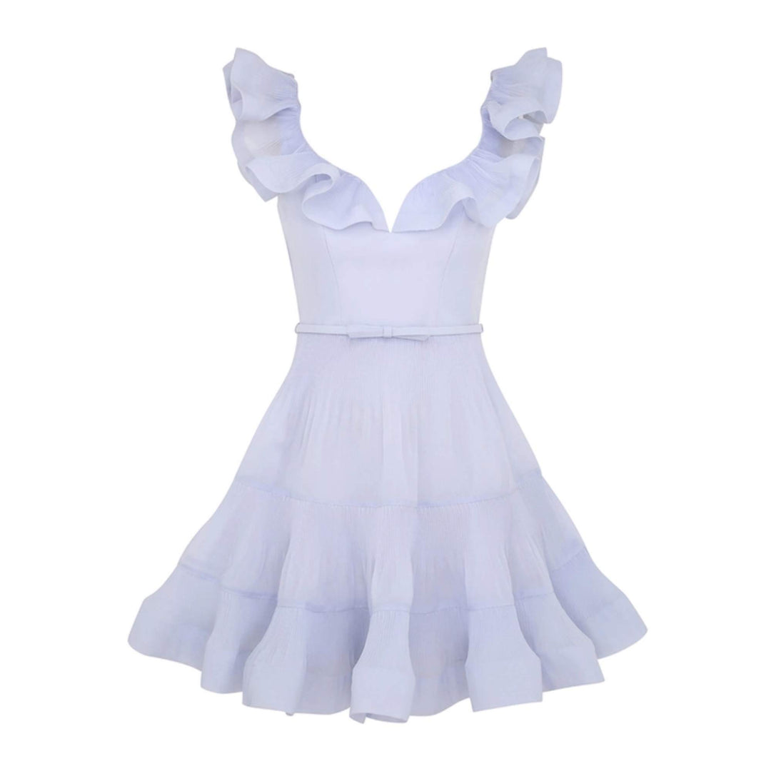 PLEATED FRILL MINI DRESS