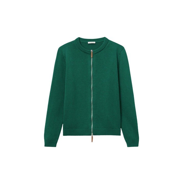 Zip Front Cardigan in Grass