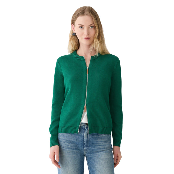 Zip Front Cardigan in Grass