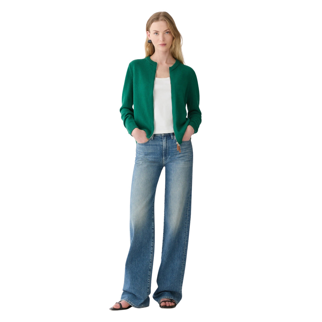 Zip Front Cardigan in Grass
