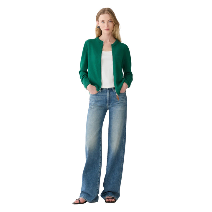 Zip Front Cardigan in Grass