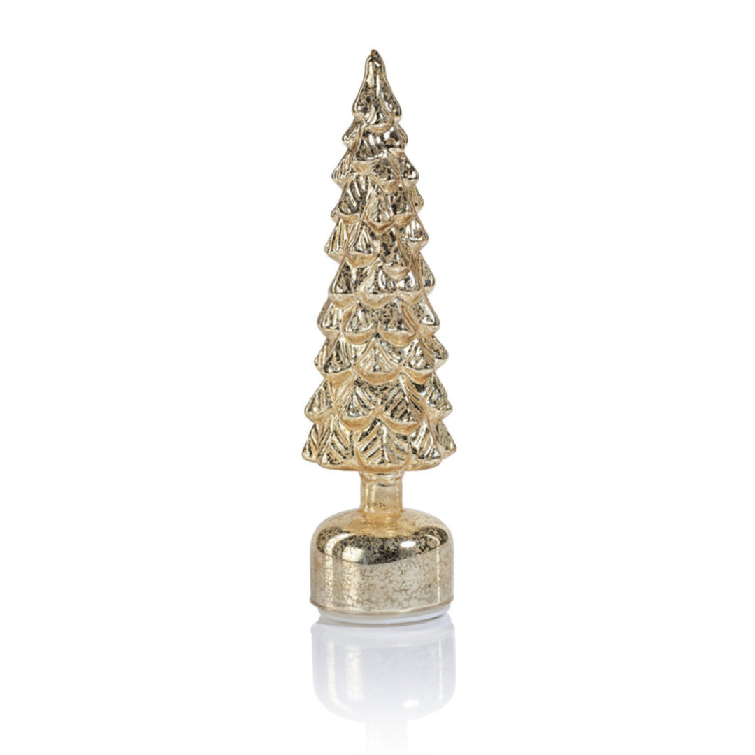 Zodax Mountain Pine Rotating LED Tree in Antique Gold 14"