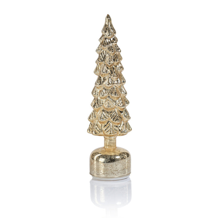 Zodax Mountain Pine Rotating LED Tree in Antique Gold 14"
