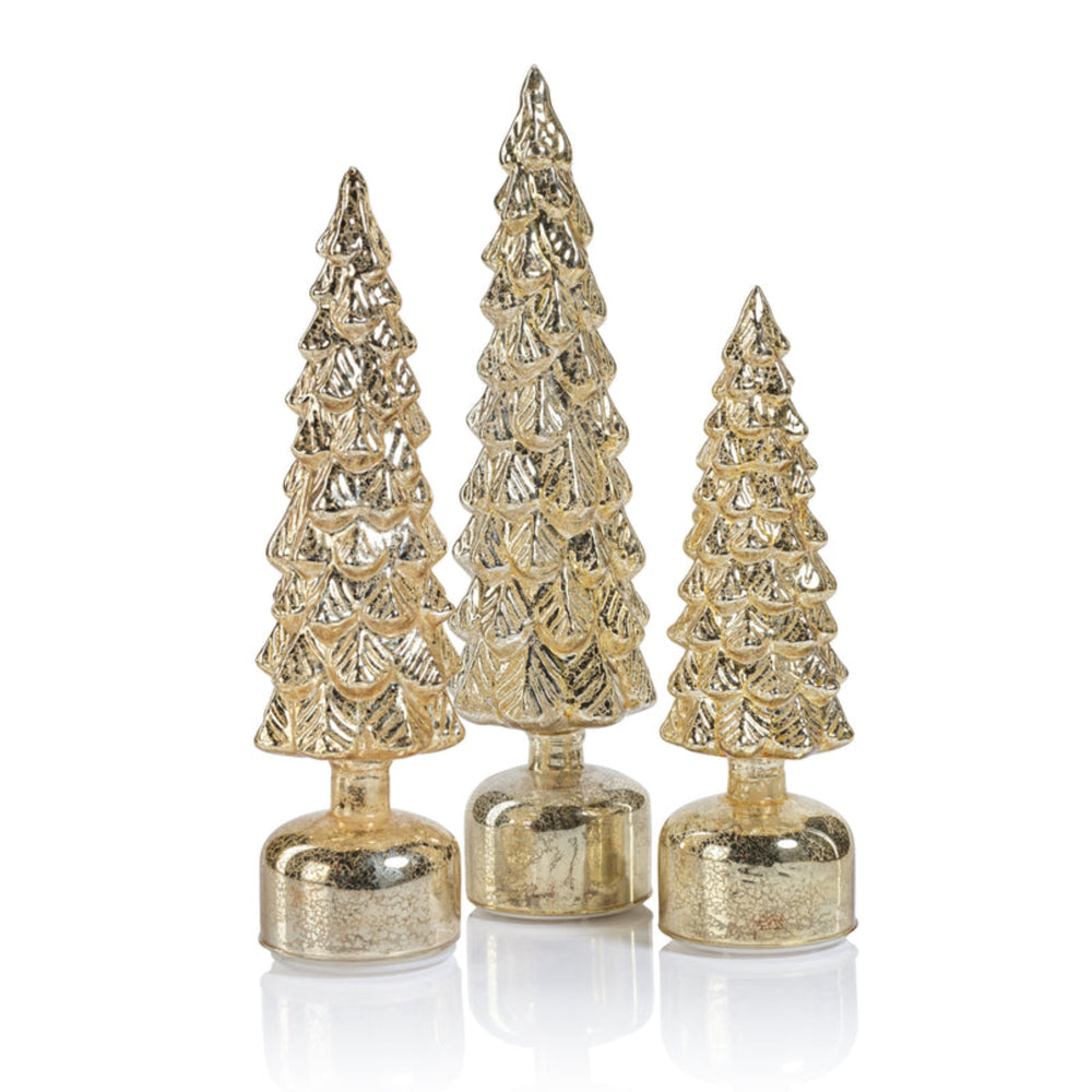 Zodax Mountain Pine Rotating LED Tree in Antique Gold 14"