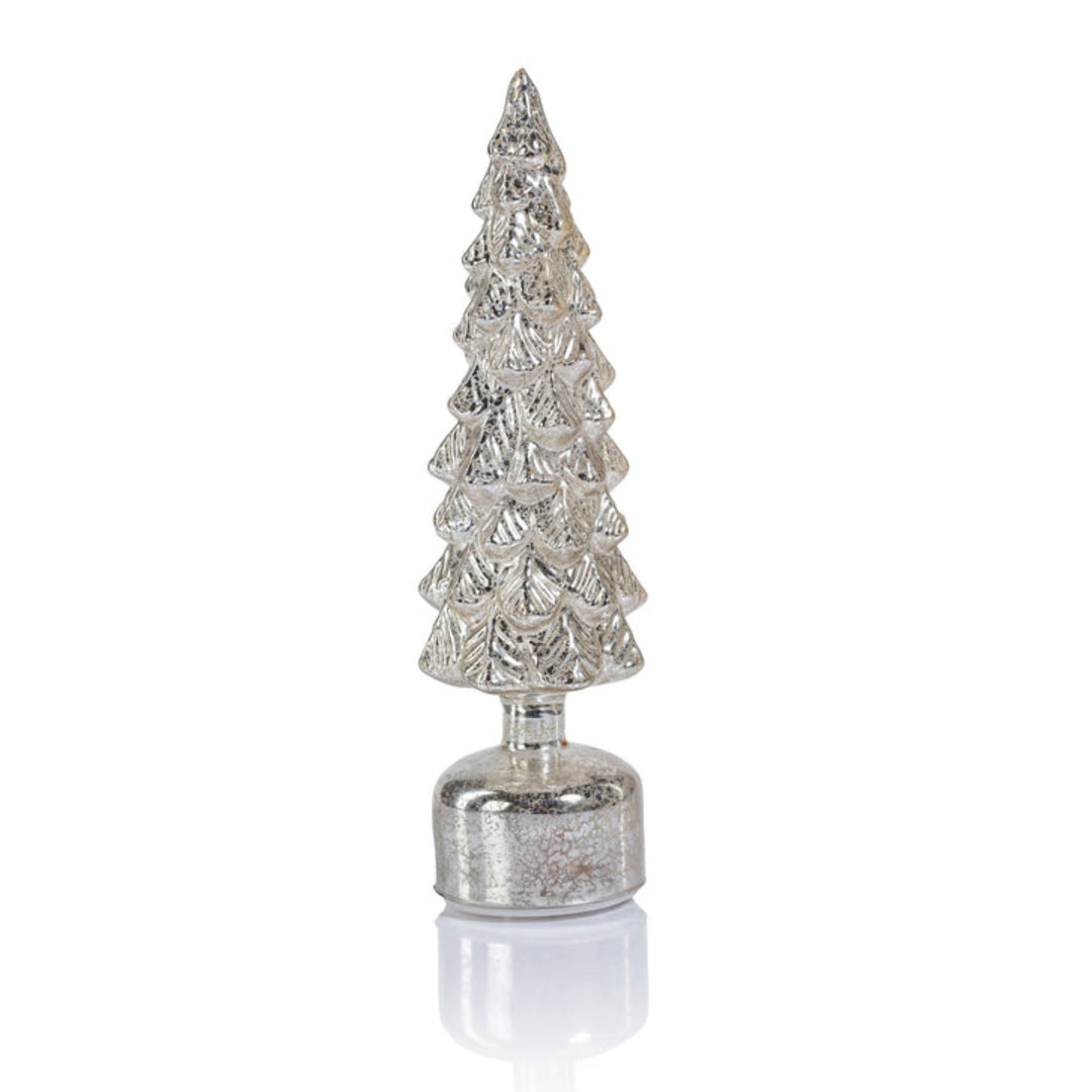 Zodax Mountain Pine Rotating LED Tree in Antique Silver 14"