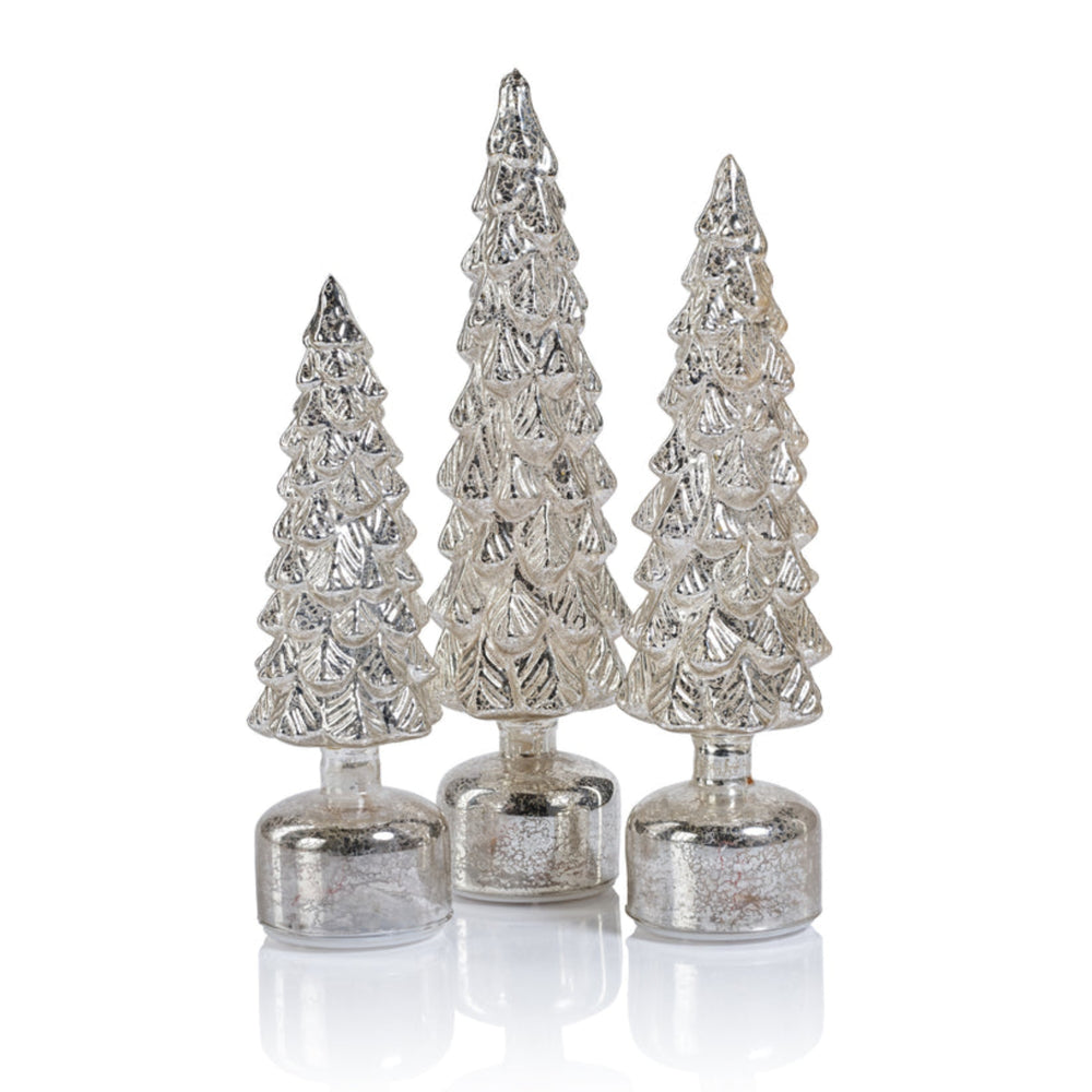 Zodax Mountain Pine Rotating LED Tree in Antique Silver 14"