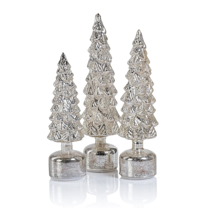 Zodax Mountain Pine Rotating LED Tree in Antique Silver 14"