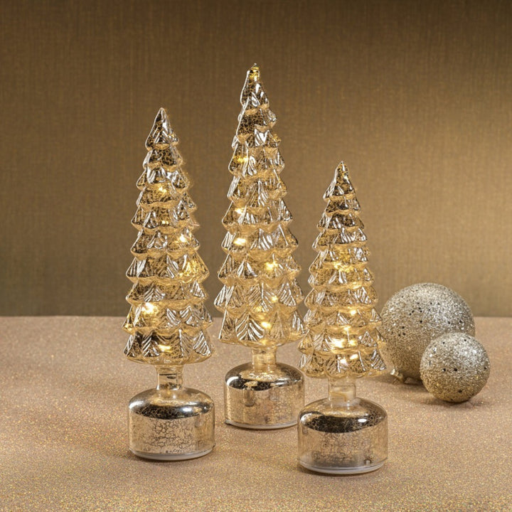 Zodax Mountain Pine Rotating LED Tree in Antique Silver 14"