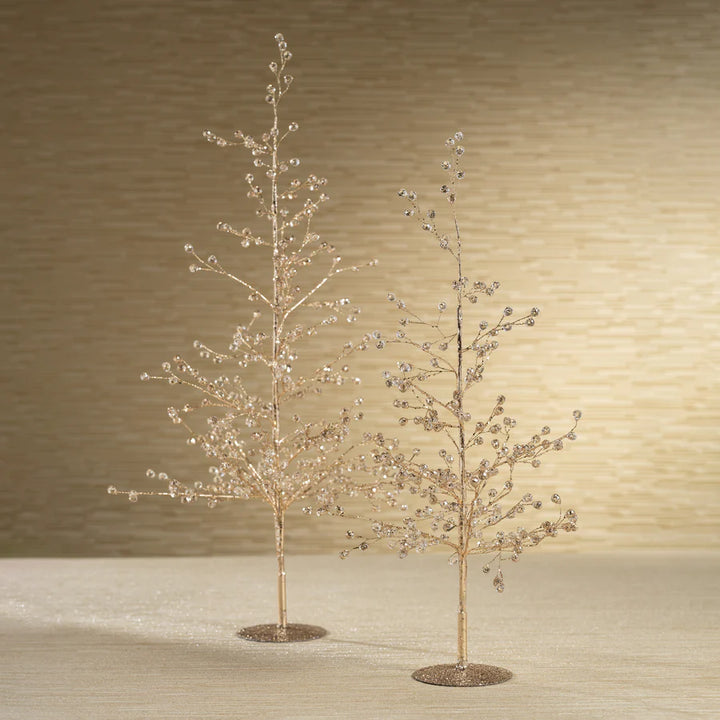 Beaded Glass Berry Tree - Clear and Gold - Large