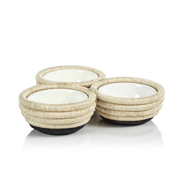 Martigues Coiled Abaca Three Section Condiment Bowl