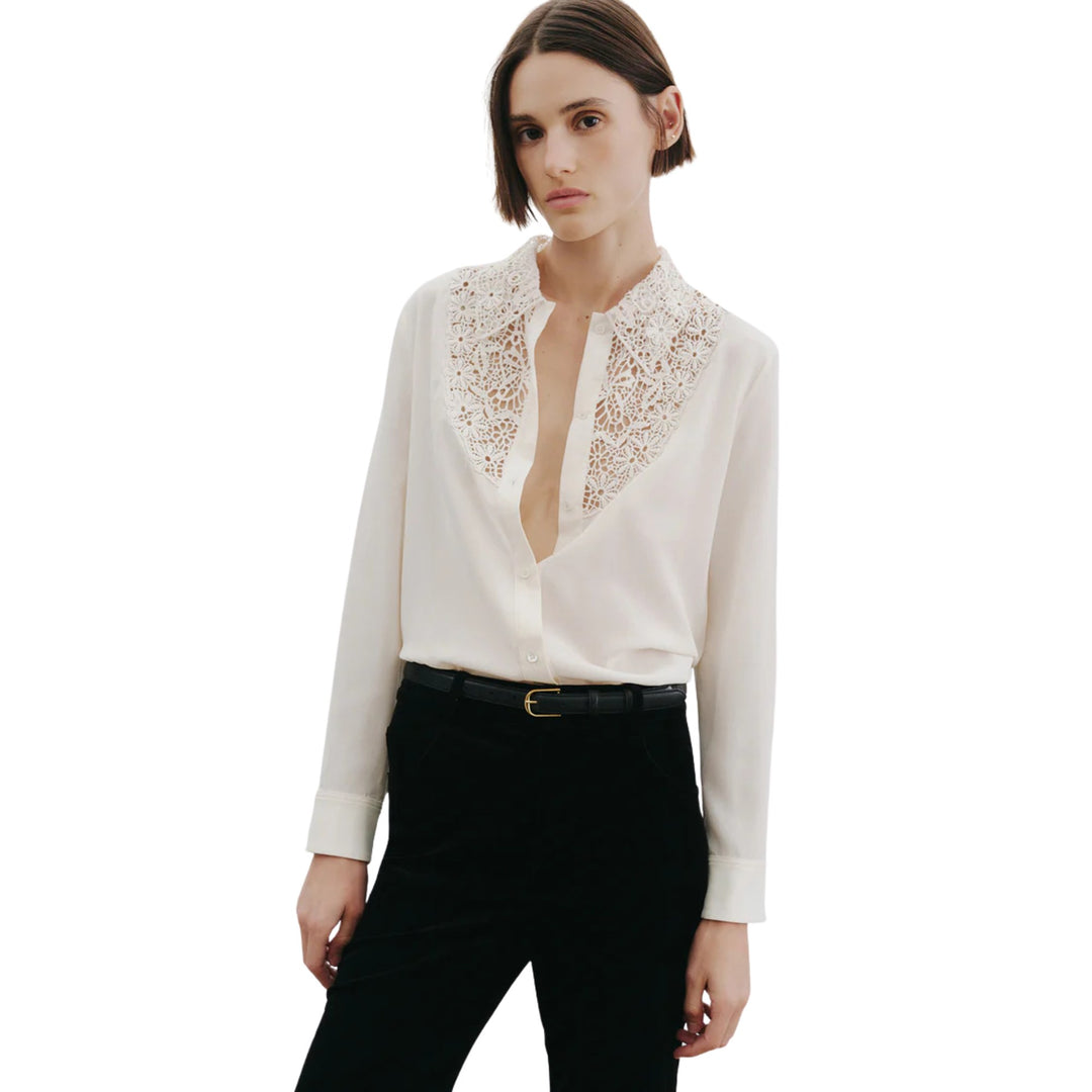 Zola Lace Silk Shirt in Ivory