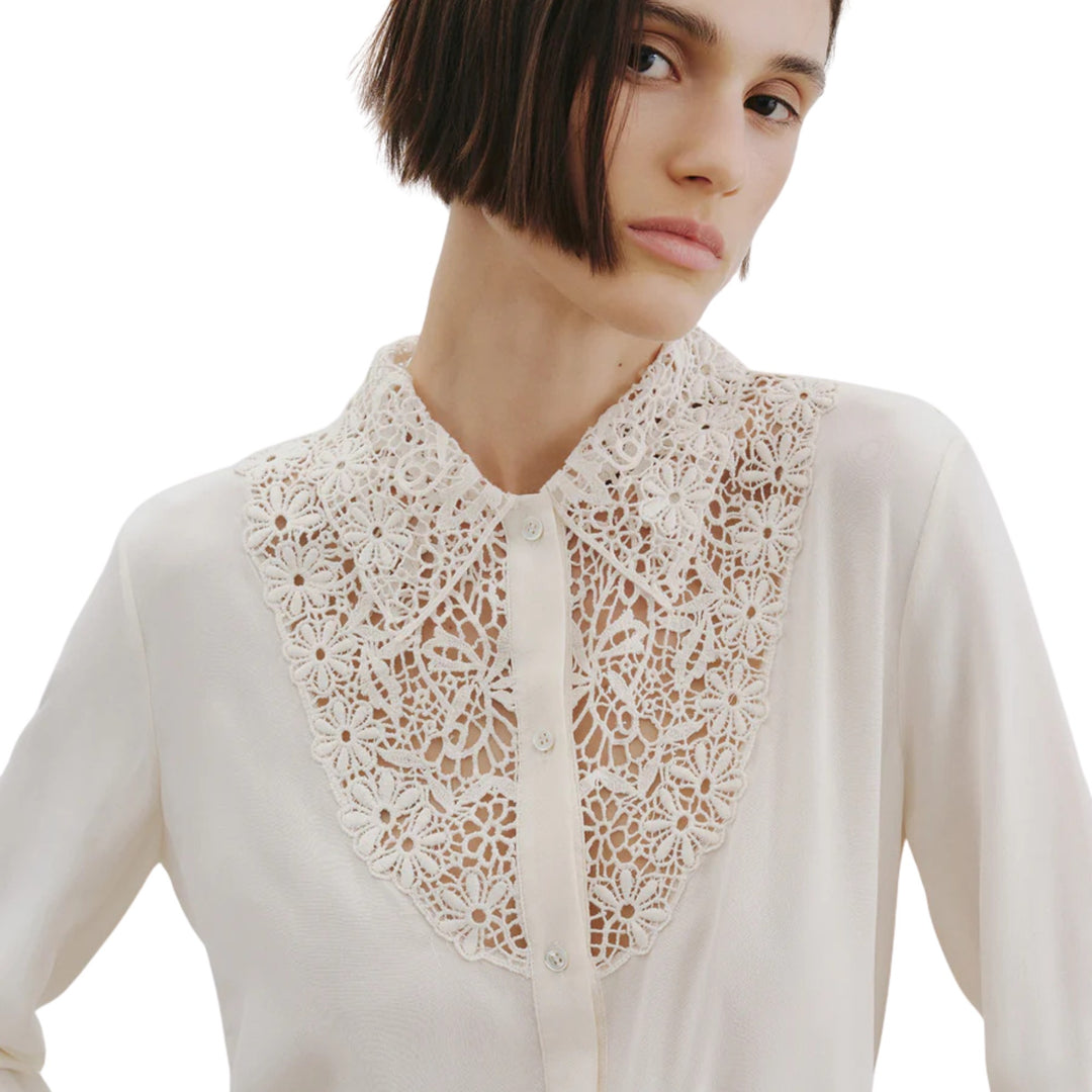 Zola Lace Silk Shirt in Ivory