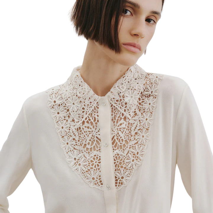 Zola Lace Silk Shirt in Ivory