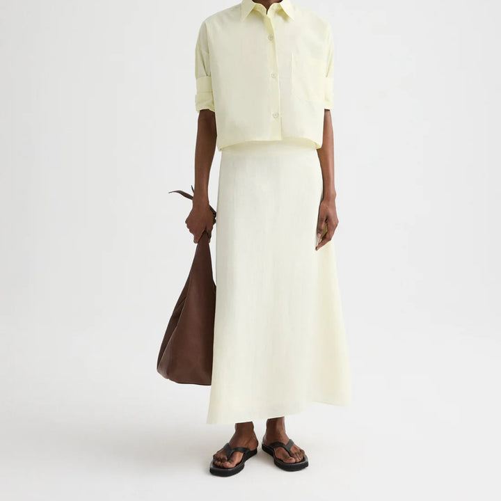A-Line Linen Skirt in Glass Green