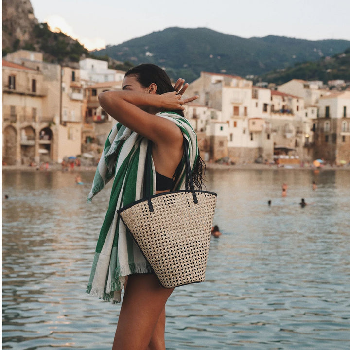 Plage Towel in Green Stripe