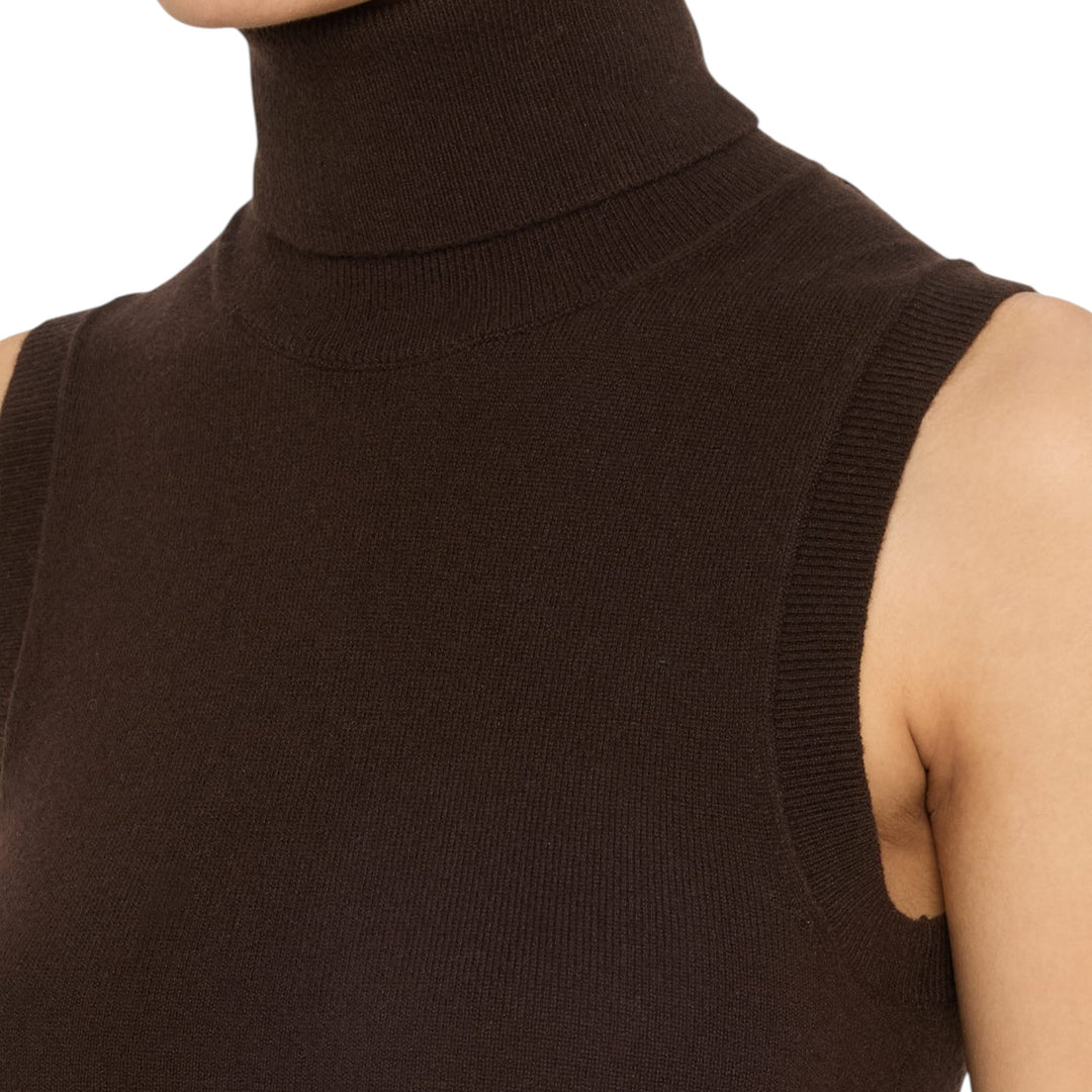 Sleeveless Cashmere Turtleneck