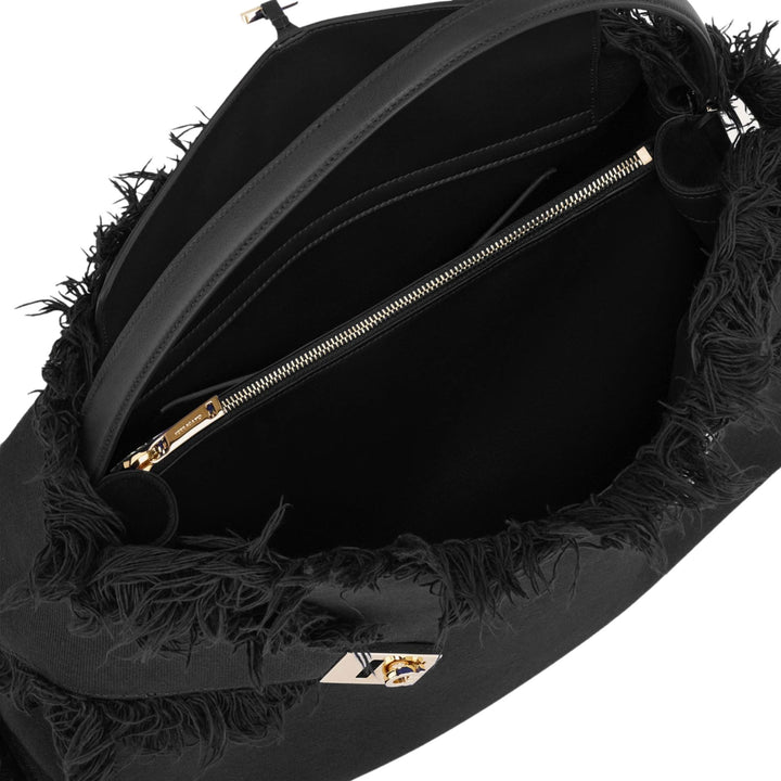 Hug Fringes Shoulder Bag M - Nero