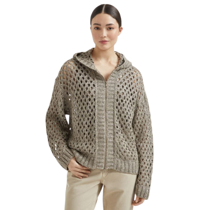 Silk Linen Sparkling Net Zip Cardigan