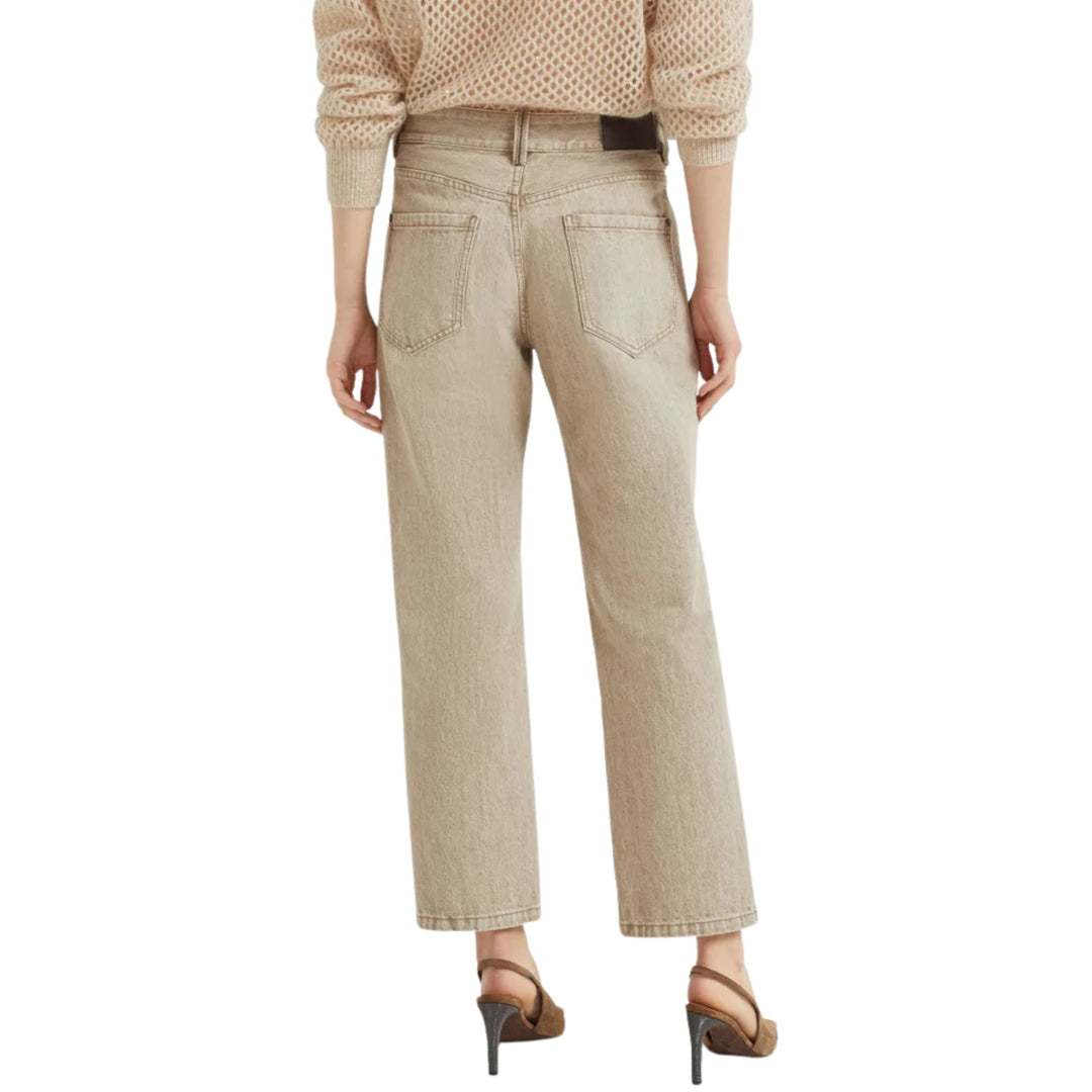 Straight Leg Boyfriend Jean in Beige