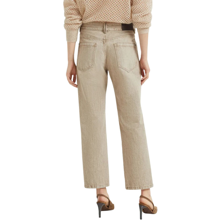 Straight Leg Boyfriend Jean in Beige