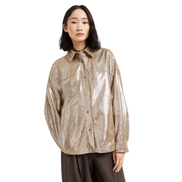 Metallic Foil Shirt Jacket