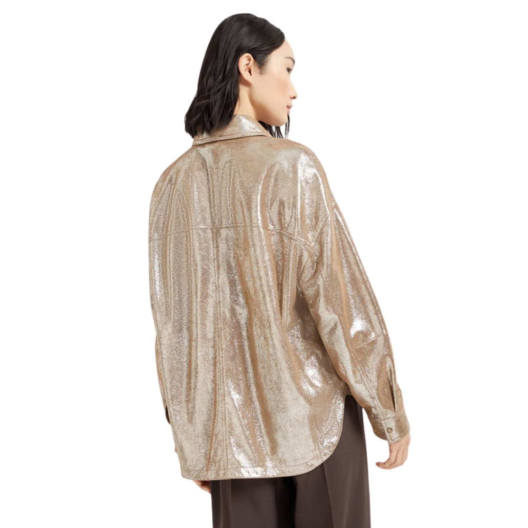 Metallic Foil Shirt Jacket