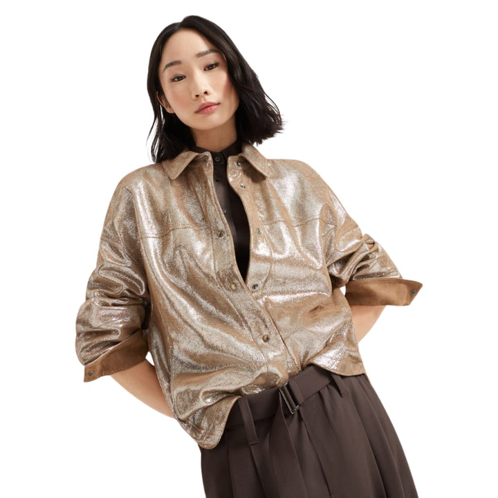 Metallic Foil Shirt Jacket
