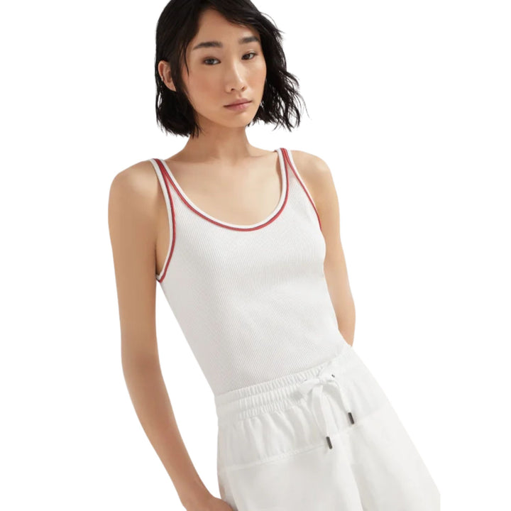 COTTON STRETCH RIB TANK W CONTRAST STRIPE