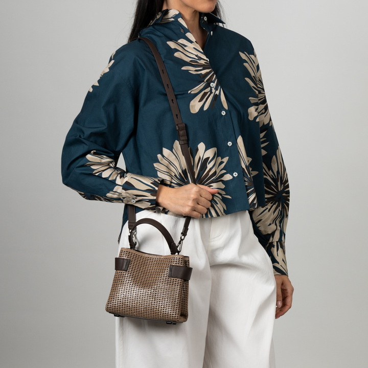 Perforated Leather Mini Shopper