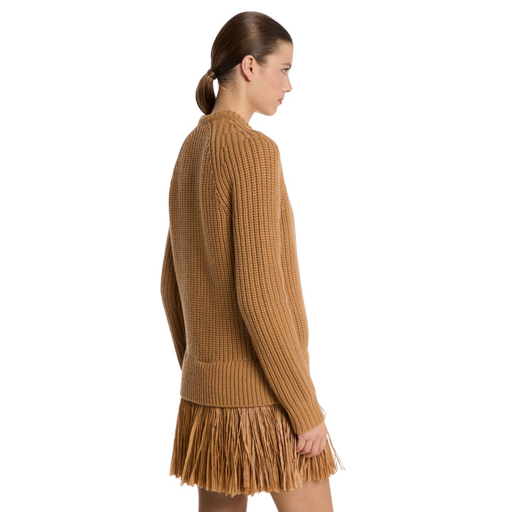Raffia Trim Dress - Peanut