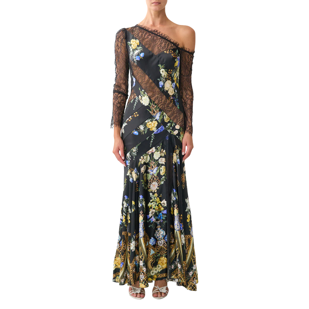 Lace Splice One Shoulder Dress