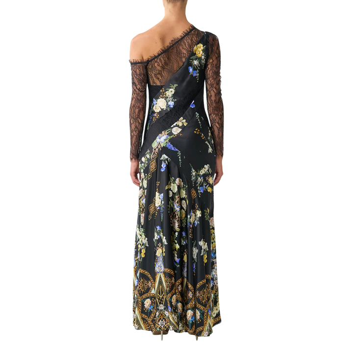 Lace Splice One Shoulder Dress