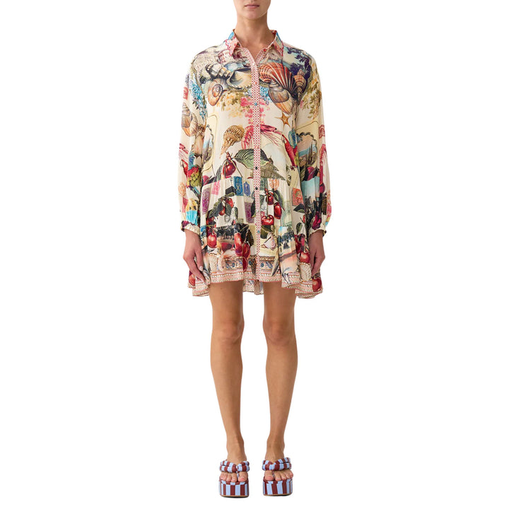 Long Sleeve Tiered Short Dress