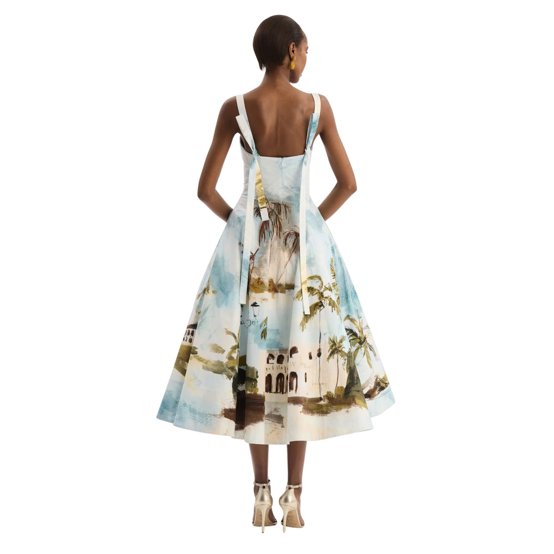 Sleeveless Landscape Cotton Poplin Day Dress